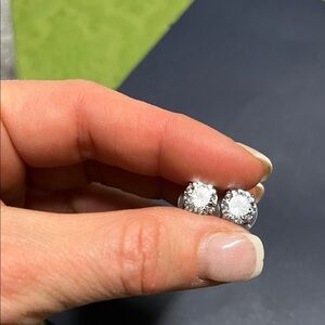 Elegant Cubic Zirconia Silver Stud Earrings size 2 carats